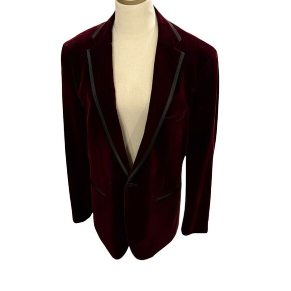 Alan Flusser Burgundy and Black trim Blazer EUC Men’s size 40 Regular Beautiful - Picture 4 of 10